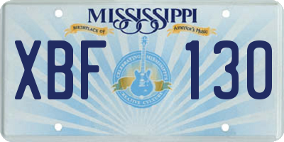 MS license plate XBF130