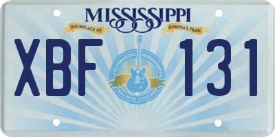 MS license plate XBF131