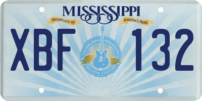 MS license plate XBF132