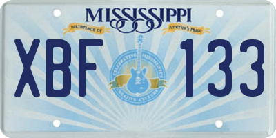 MS license plate XBF133