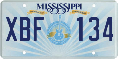 MS license plate XBF134