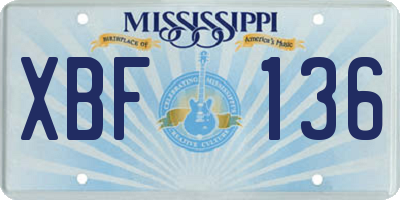MS license plate XBF136
