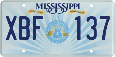 MS license plate XBF137