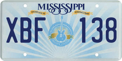 MS license plate XBF138