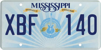 MS license plate XBF140