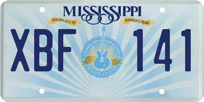 MS license plate XBF141