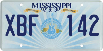 MS license plate XBF142