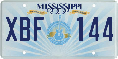 MS license plate XBF144