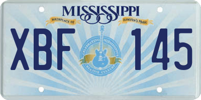 MS license plate XBF145