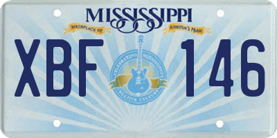 MS license plate XBF146