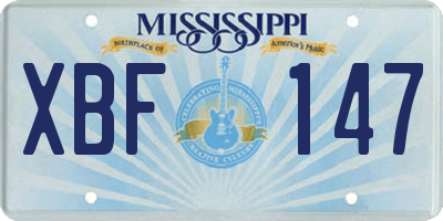 MS license plate XBF147