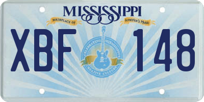 MS license plate XBF148