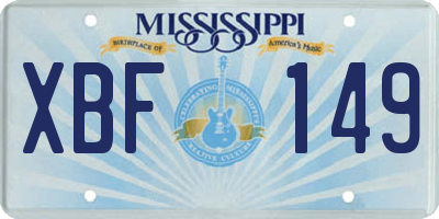 MS license plate XBF149