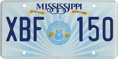 MS license plate XBF150
