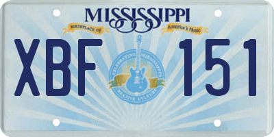 MS license plate XBF151