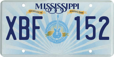 MS license plate XBF152