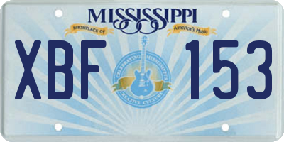 MS license plate XBF153