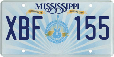 MS license plate XBF155