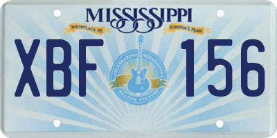 MS license plate XBF156