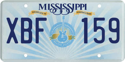 MS license plate XBF159