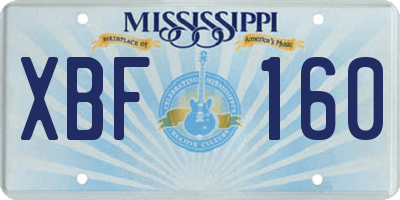 MS license plate XBF160