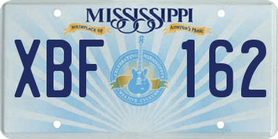 MS license plate XBF162