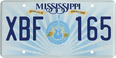 MS license plate XBF165