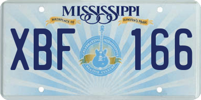 MS license plate XBF166