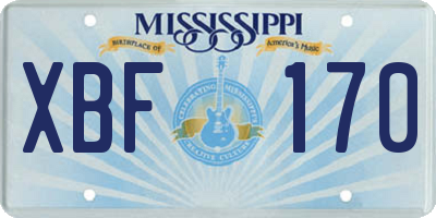 MS license plate XBF170