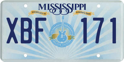 MS license plate XBF171