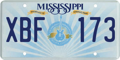 MS license plate XBF173