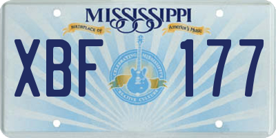 MS license plate XBF177