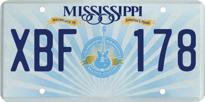 MS license plate XBF178