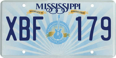MS license plate XBF179