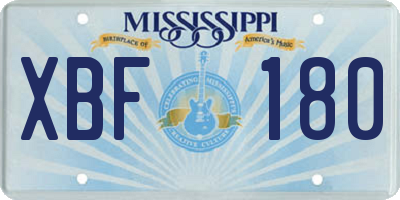 MS license plate XBF180