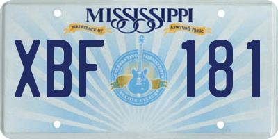 MS license plate XBF181