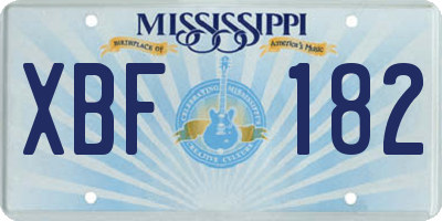 MS license plate XBF182