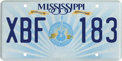 MS license plate XBF183
