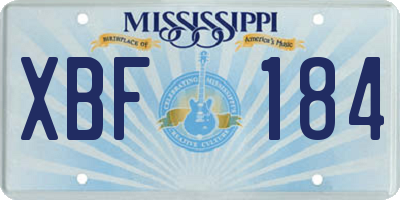 MS license plate XBF184