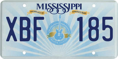 MS license plate XBF185