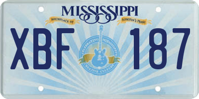 MS license plate XBF187