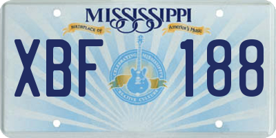 MS license plate XBF188