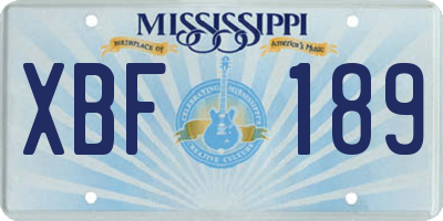 MS license plate XBF189