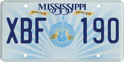 MS license plate XBF190