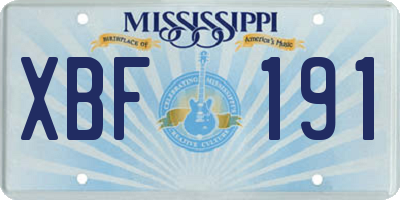 MS license plate XBF191