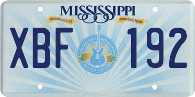 MS license plate XBF192