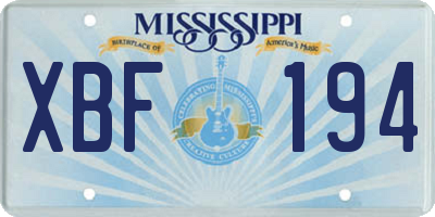 MS license plate XBF194