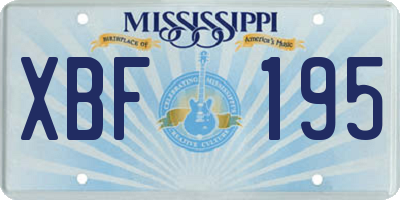 MS license plate XBF195