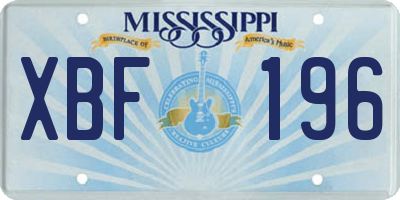 MS license plate XBF196