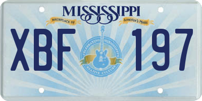 MS license plate XBF197